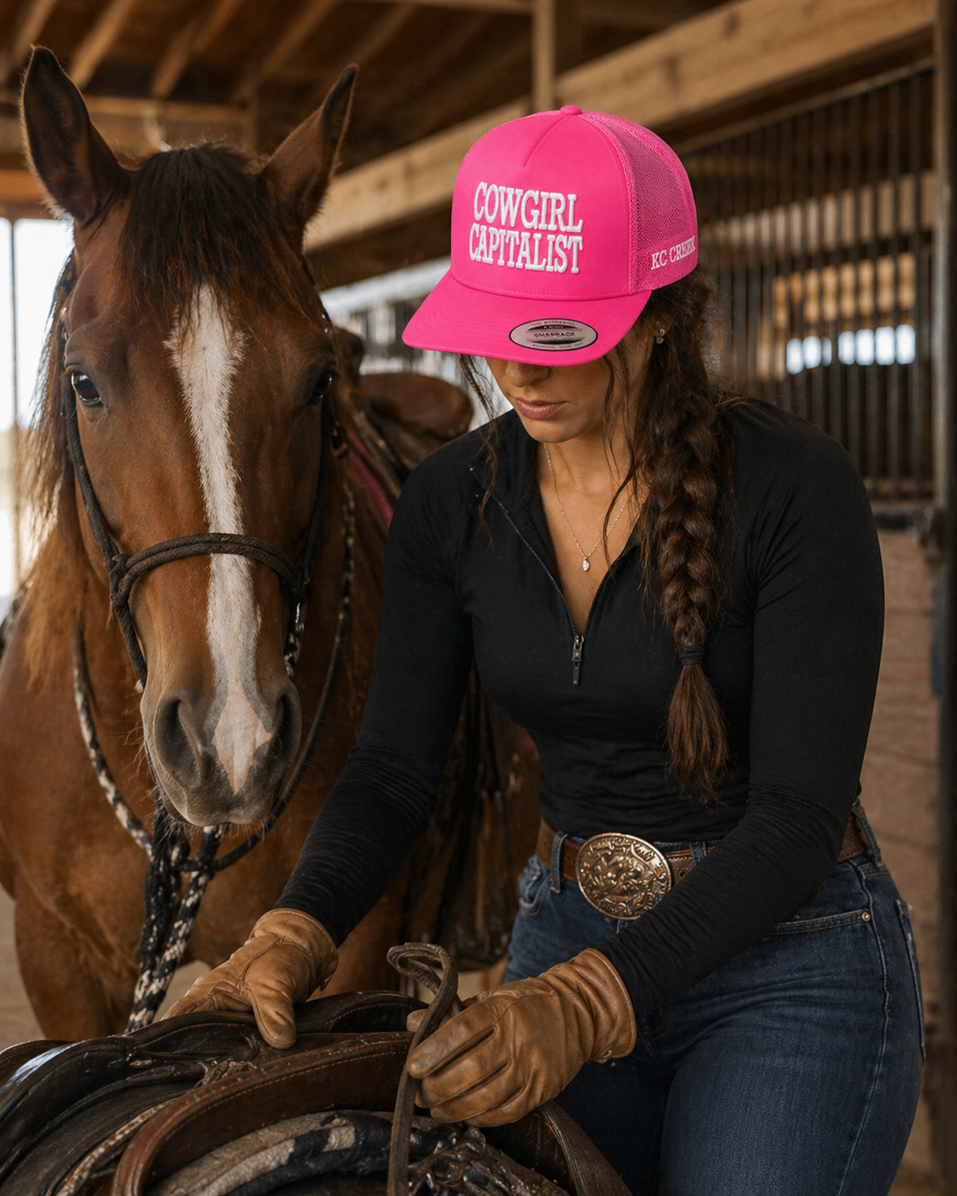 Cowgirl Capitalist Ballcap Pink/White